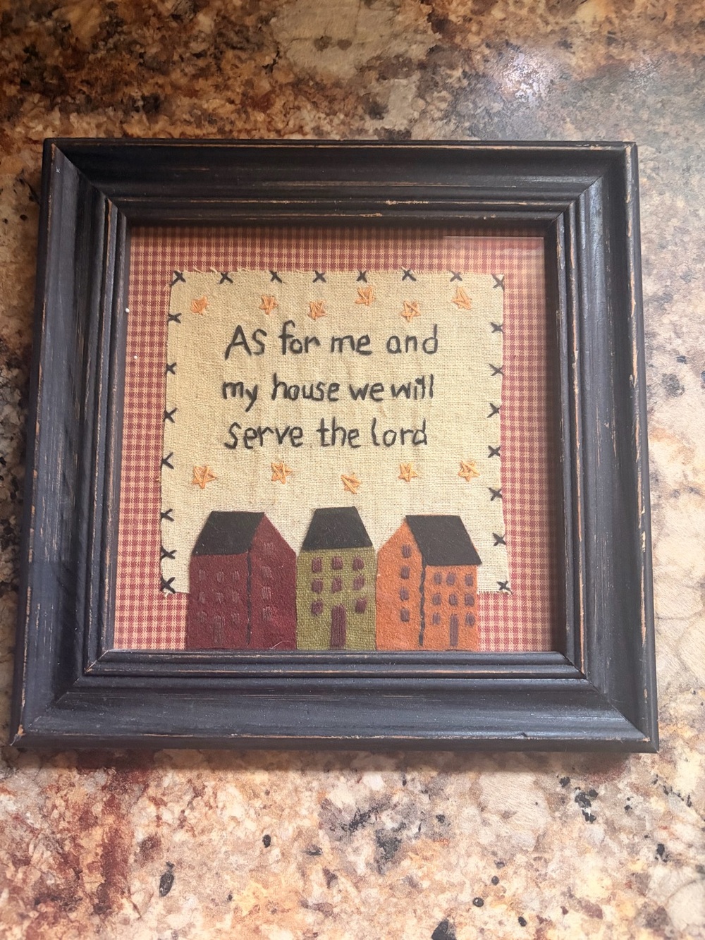 Framed Faith-Inspired Home Art - Black Frame with Multi-Color Houses